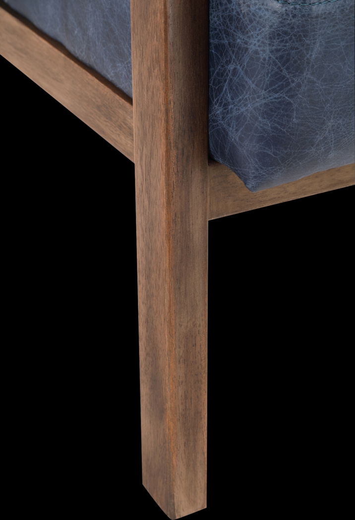 Atwell Blue Leather Accent Chair - Thumbnail - Image 4