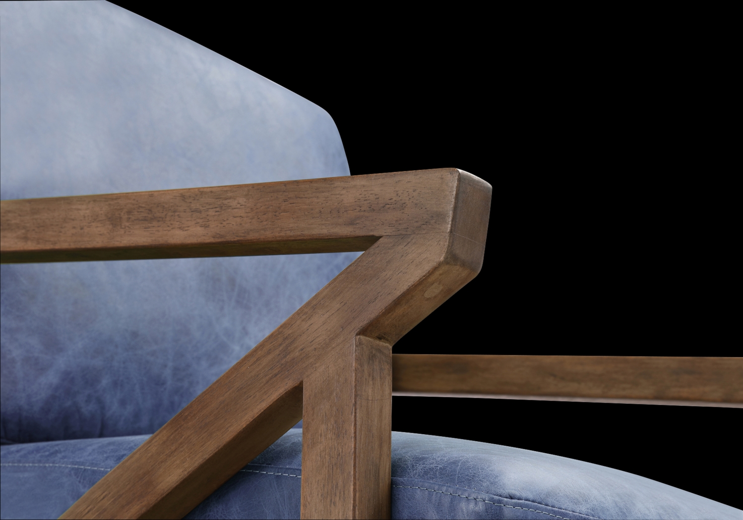 Atwell Blue Leather Accent Chair - Thumbnail - Image 5