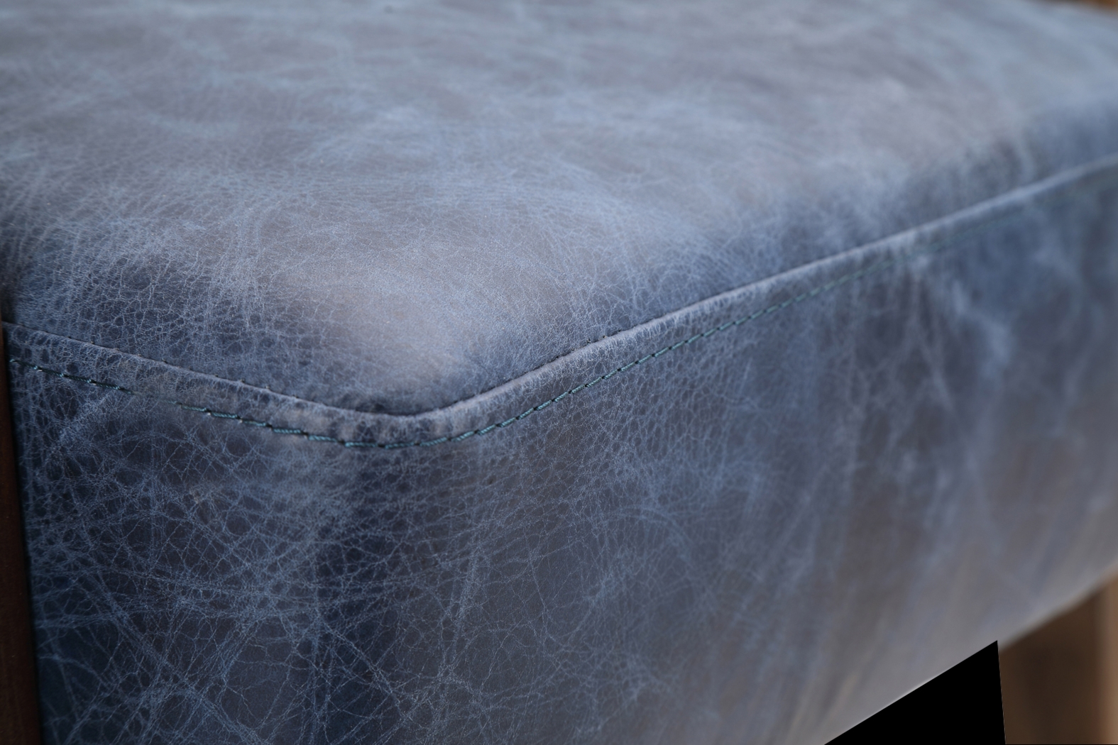 Atwell Blue Leather Accent Chair - Thumbnail - Image 6