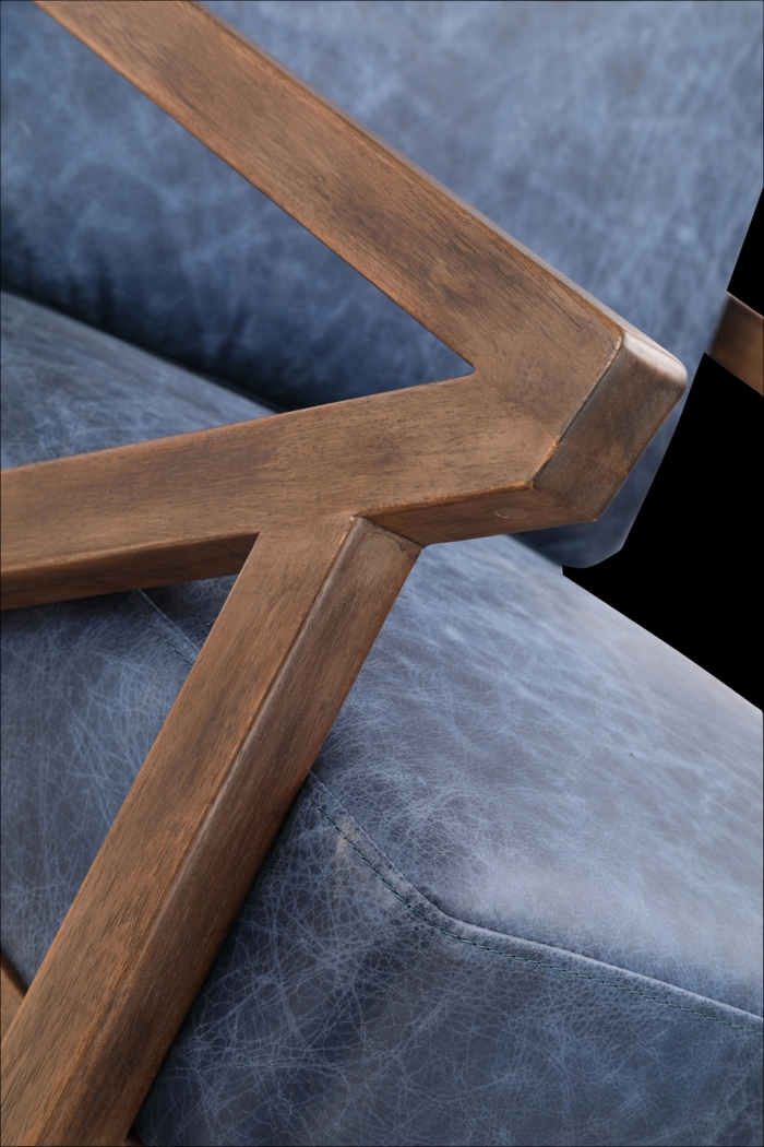 Atwell Blue Leather Accent Chair - Thumbnail - Image 7