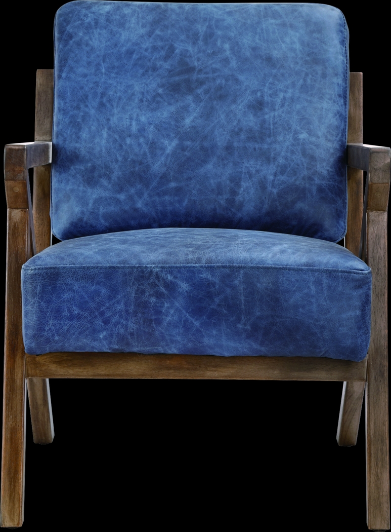 Atwell Blue Leather Accent Chair - Thumbnail - Image 8