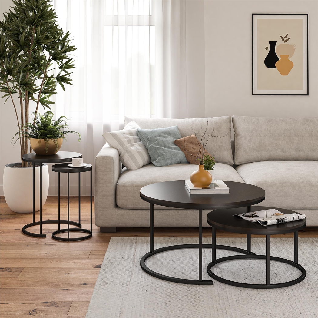 Auberon Espresso Nesting Cocktail and End Table, Set of 4 - Thumbnail - Image 2