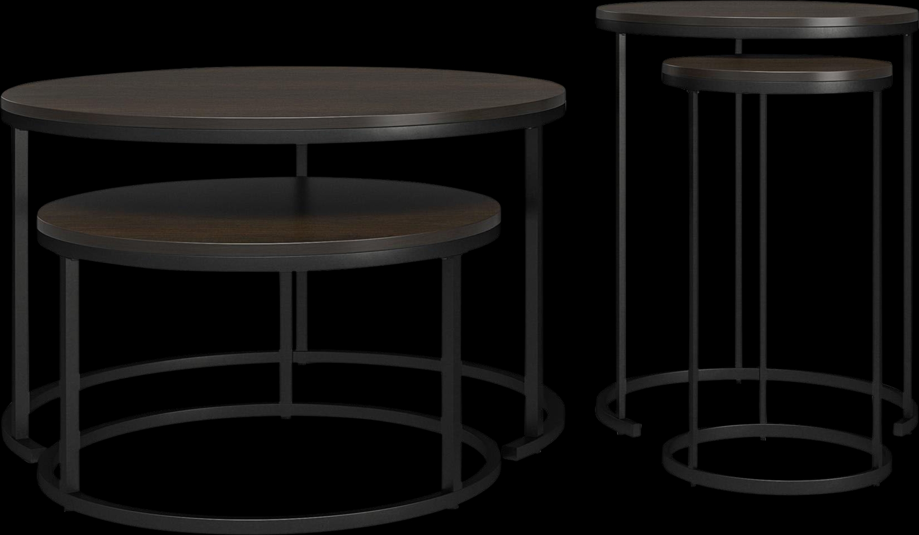 Auberon Espresso Nesting Cocktail and End Table, Set of 4 - Thumbnail - Image 1