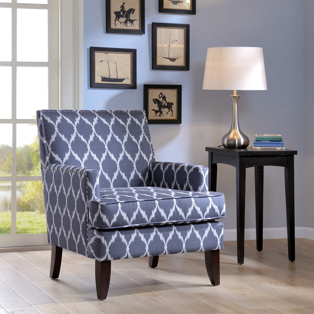 Aubinwood Blue Pattern Accent Chair - Thumbnail - Image 2