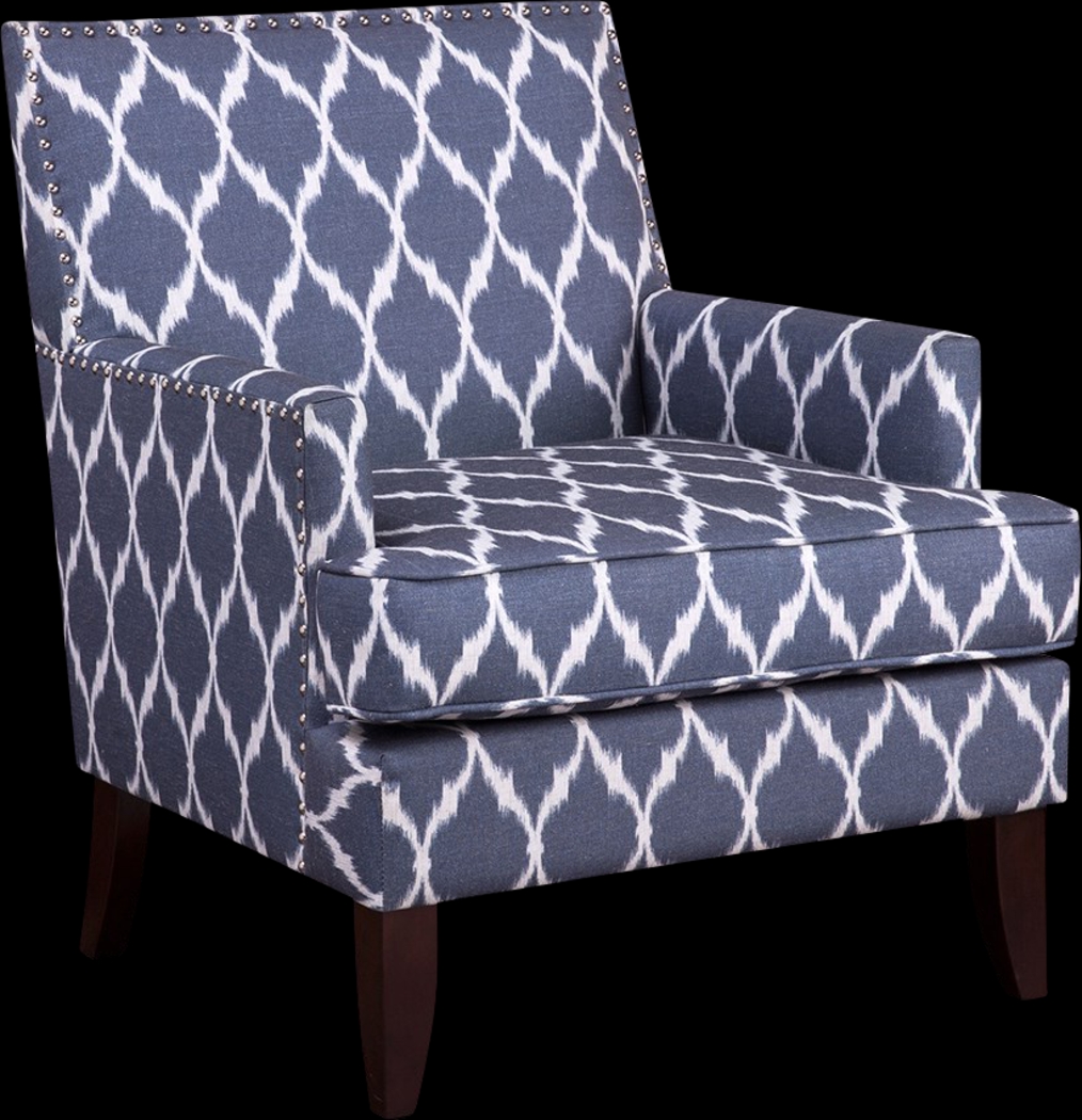Aubinwood Blue Pattern Accent Chair - Thumbnail - Image 1
