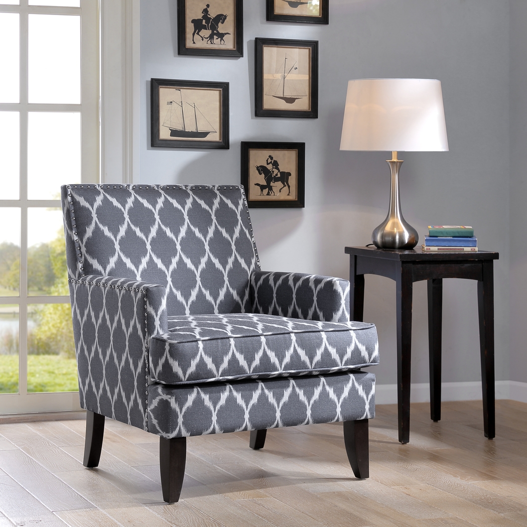 Aubinwood Gray Pattern Accent Chair - Thumbnail - Image 2