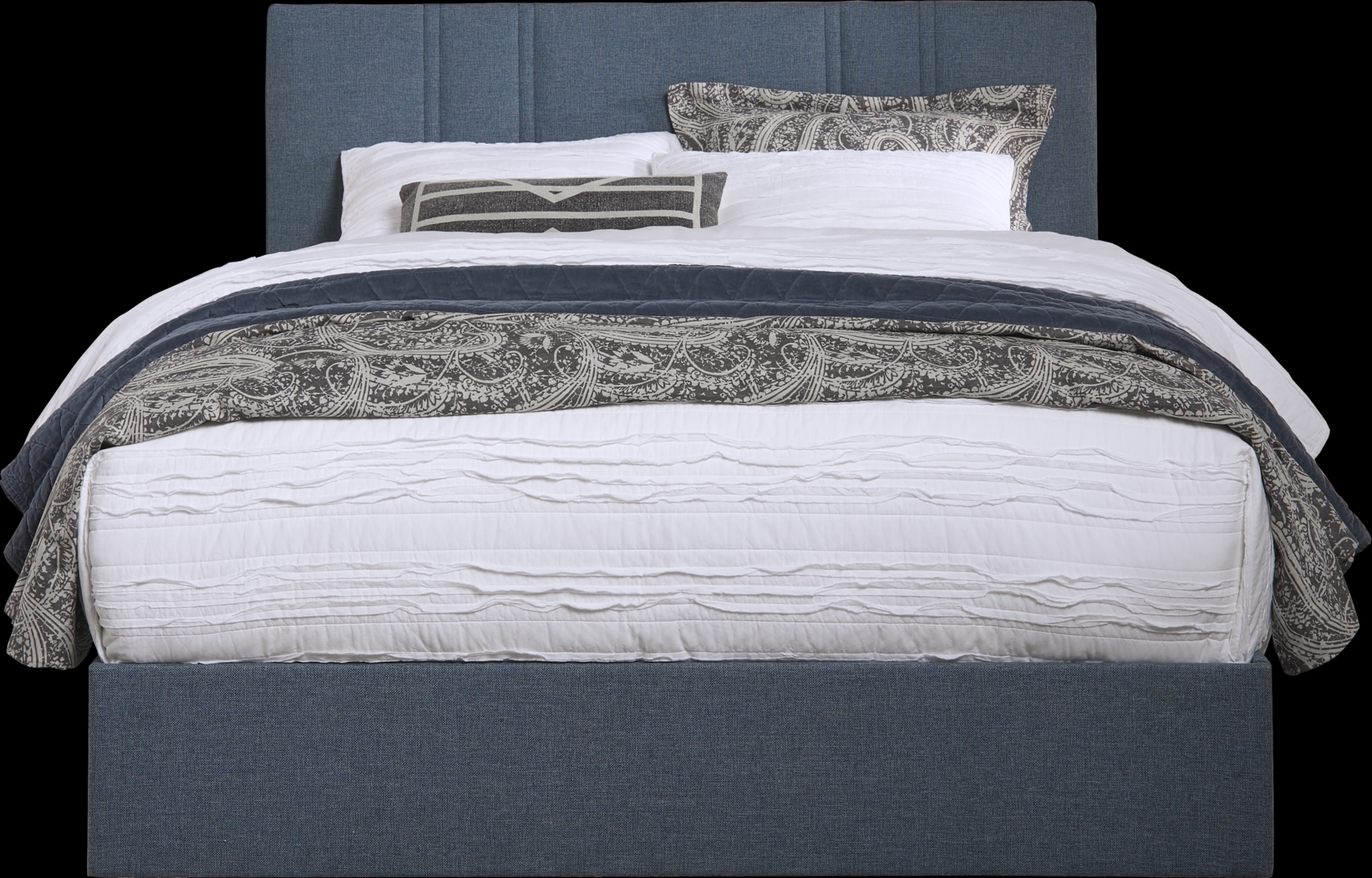 Aubrielle Blue 3 Pc Queen Upholstered Bed - Thumbnail - Image 1