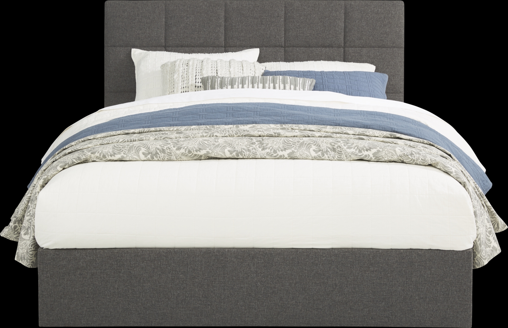 Aubrielle Gray 3 Pc King Square Upholstered Bed - Thumbnail - Image 1