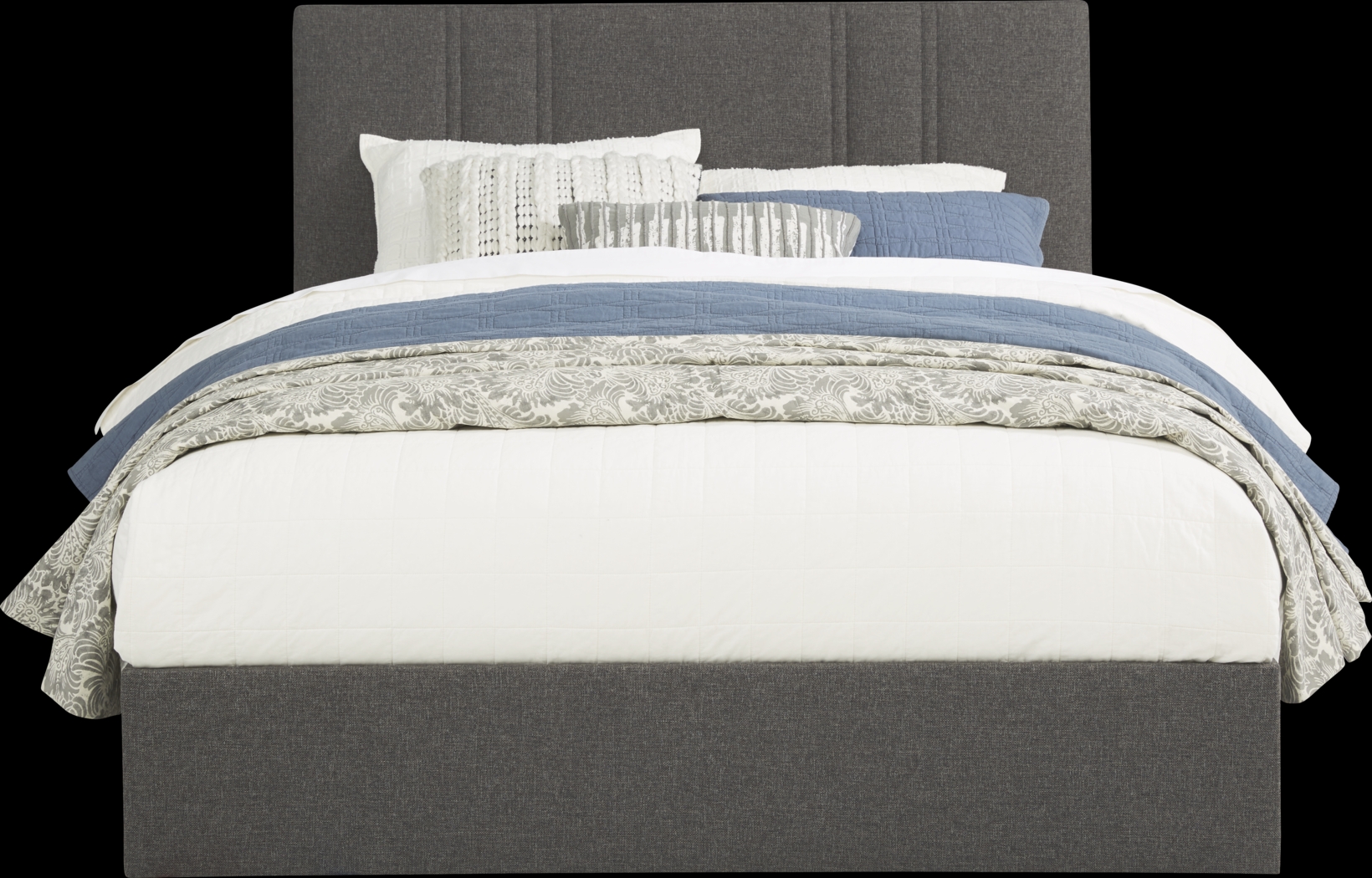 Aubrielle Gray 3 Pc Queen Upholstered Bed - Thumbnail - Image 1