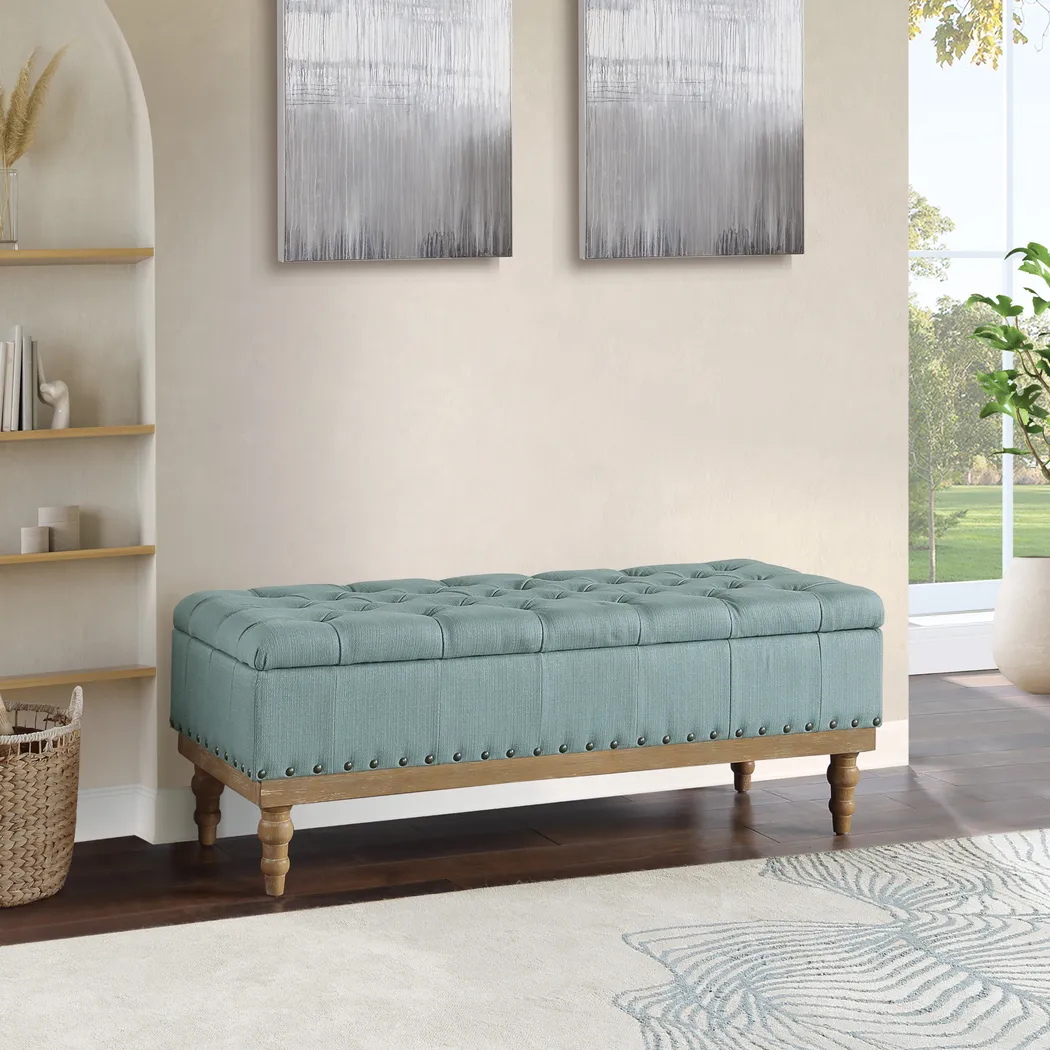 Aubrina Blue Storage Bench - Thumbnail - Image 2