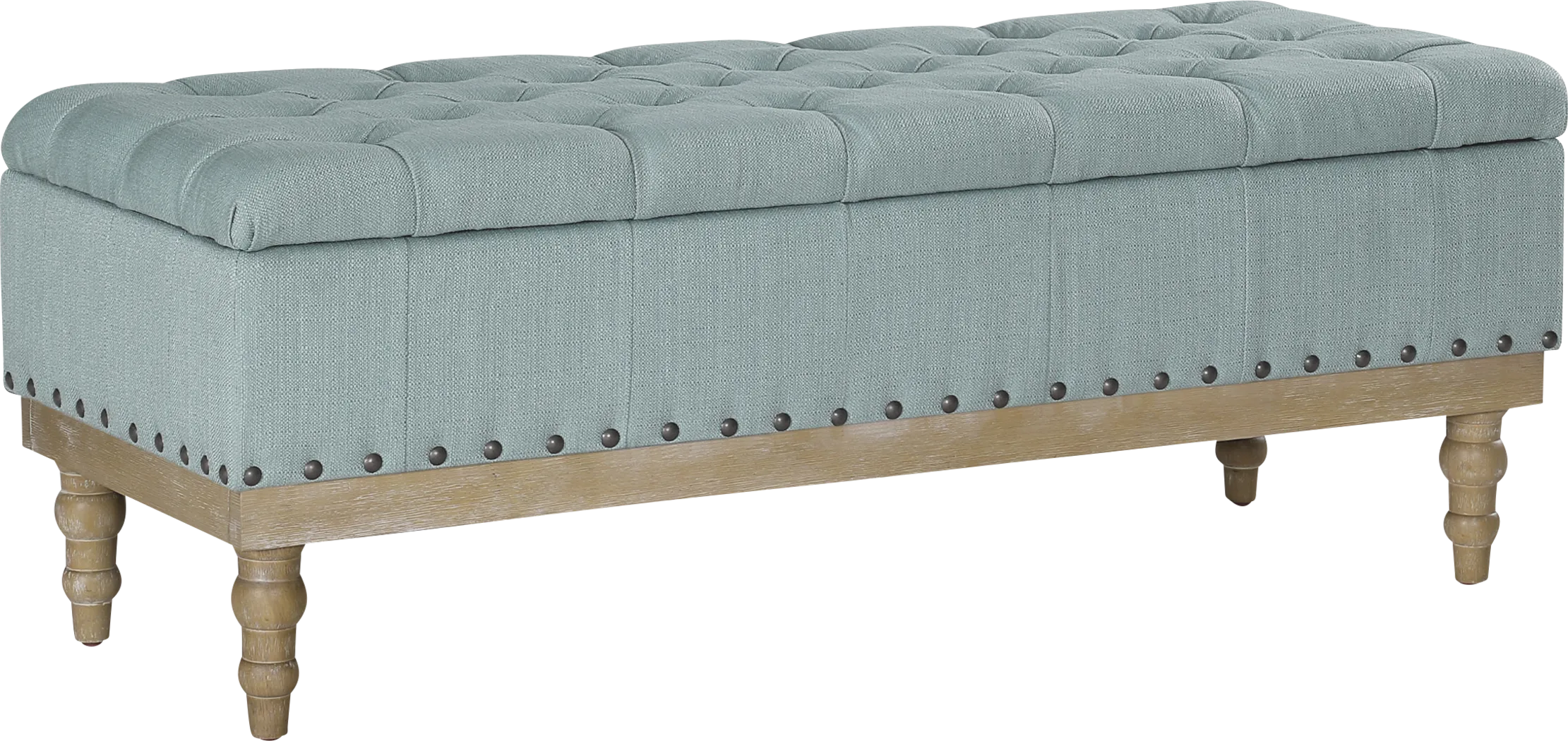 Aubrina Blue Storage Bench - Thumbnail - Image 1