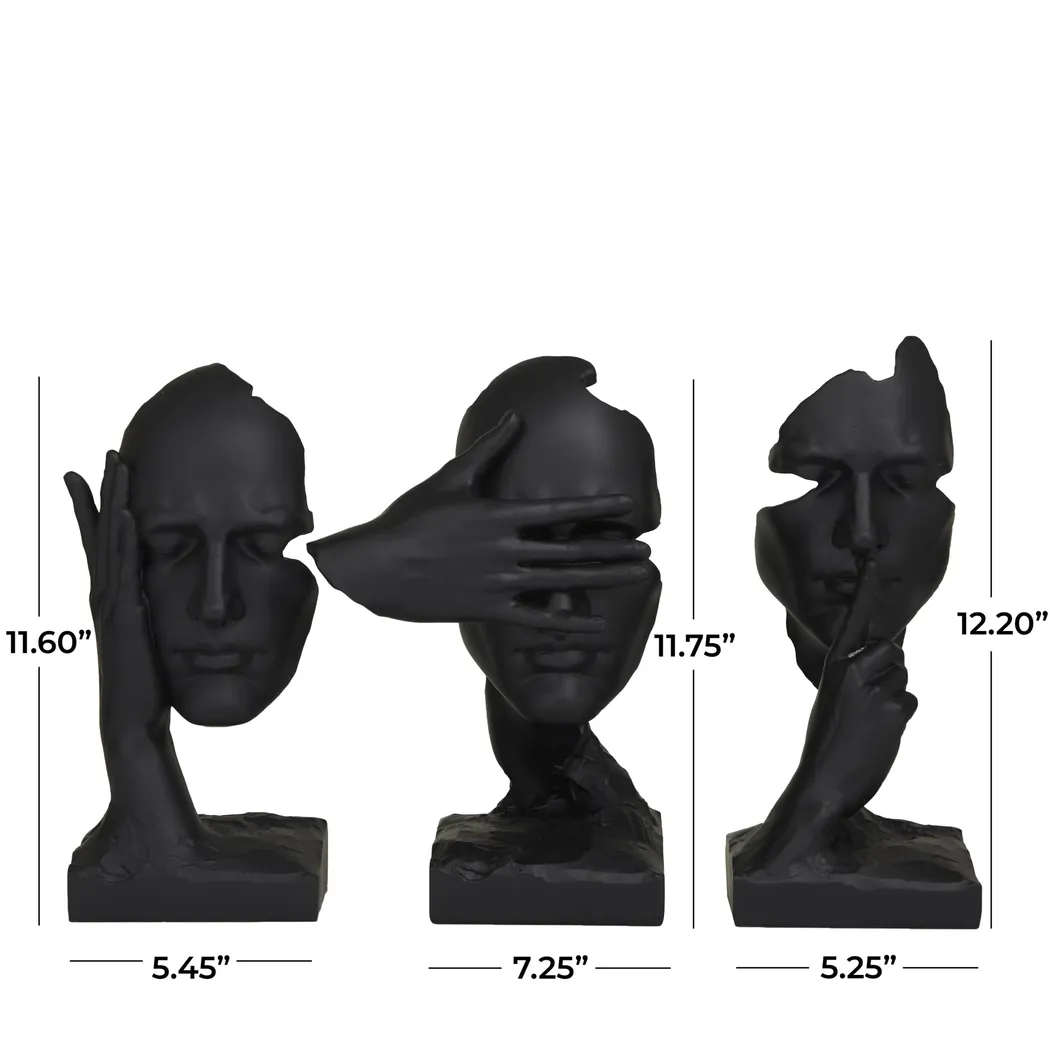 Augus Black Sculpture, Set of 3 - Image 3