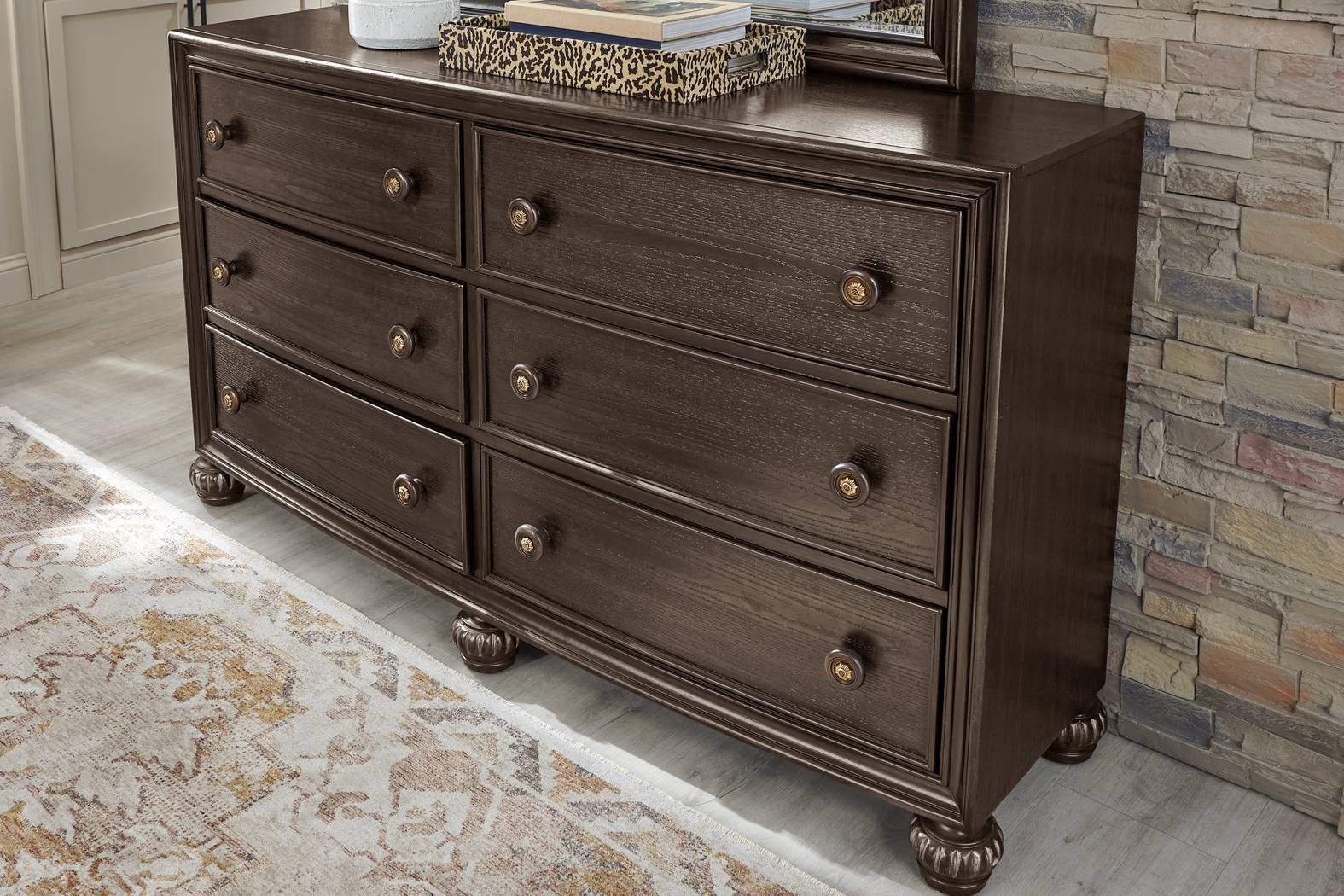 Augustine Brown 7 Pc Queen Arched Panel Bedroom - Thumbnail - Image 4