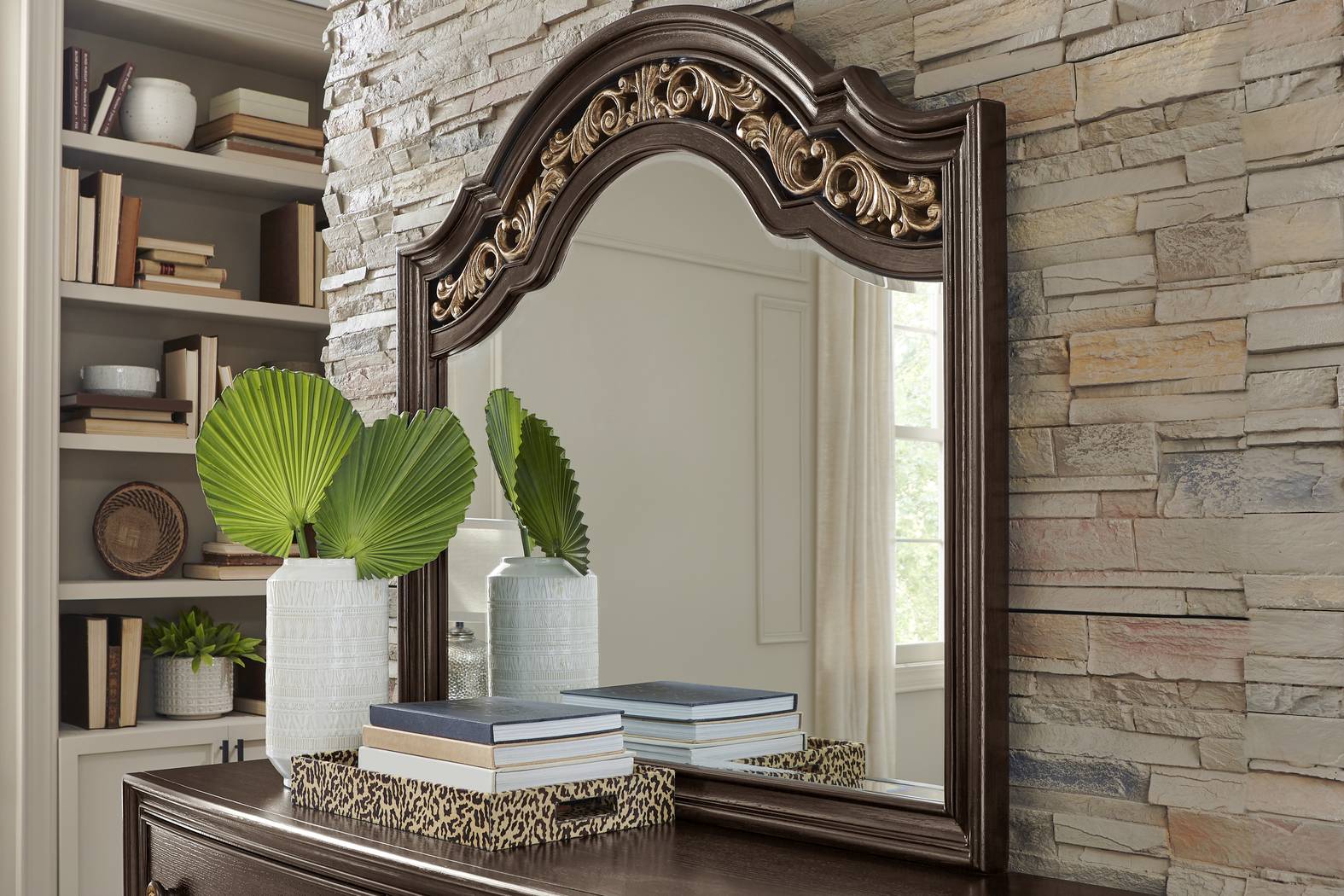 Augustine Brown 7 Pc Queen Arched Panel Bedroom - Thumbnail - Image 12