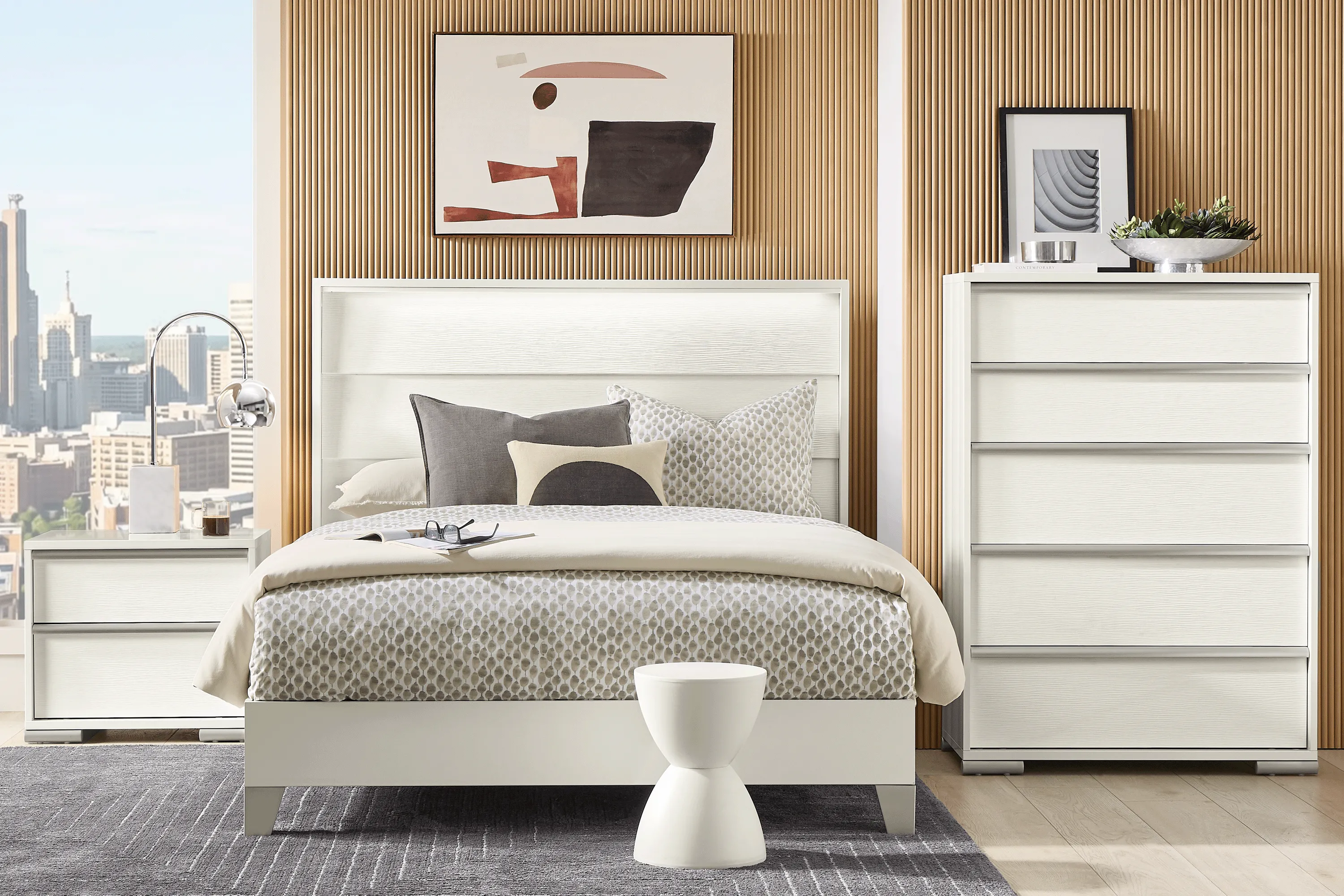 Auralight White King Panel Bed - Thumbnail - Image 2