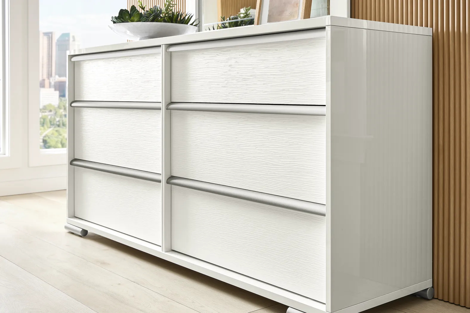 Auralight White 7 Pc King Panel Bedroom - Thumbnail - Image 10