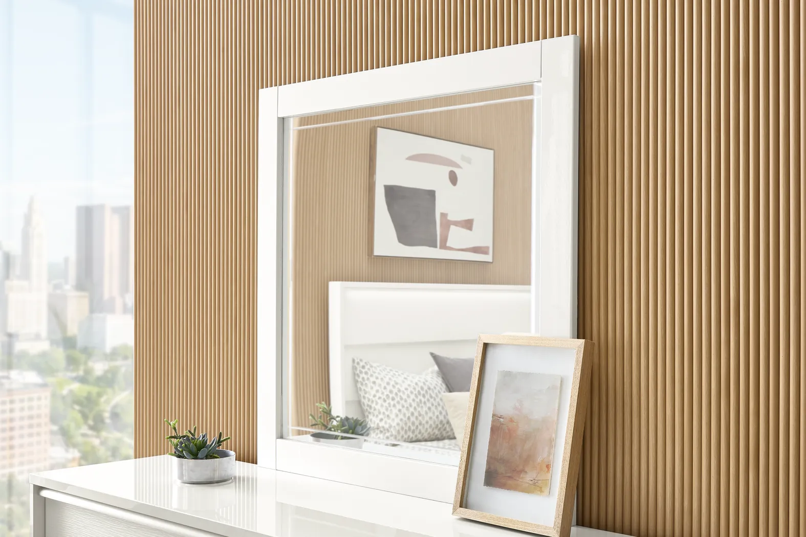 Auralight White 7 Pc King Panel Bedroom - Thumbnail - Image 18