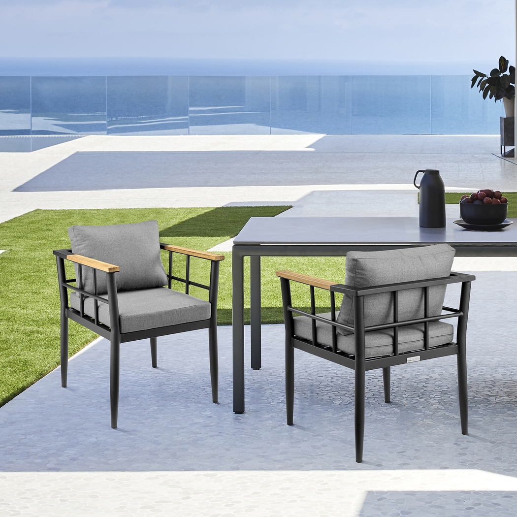 Outdoor Aurania Black Arm Chair, Set of 2 - Thumbnail - Image 2