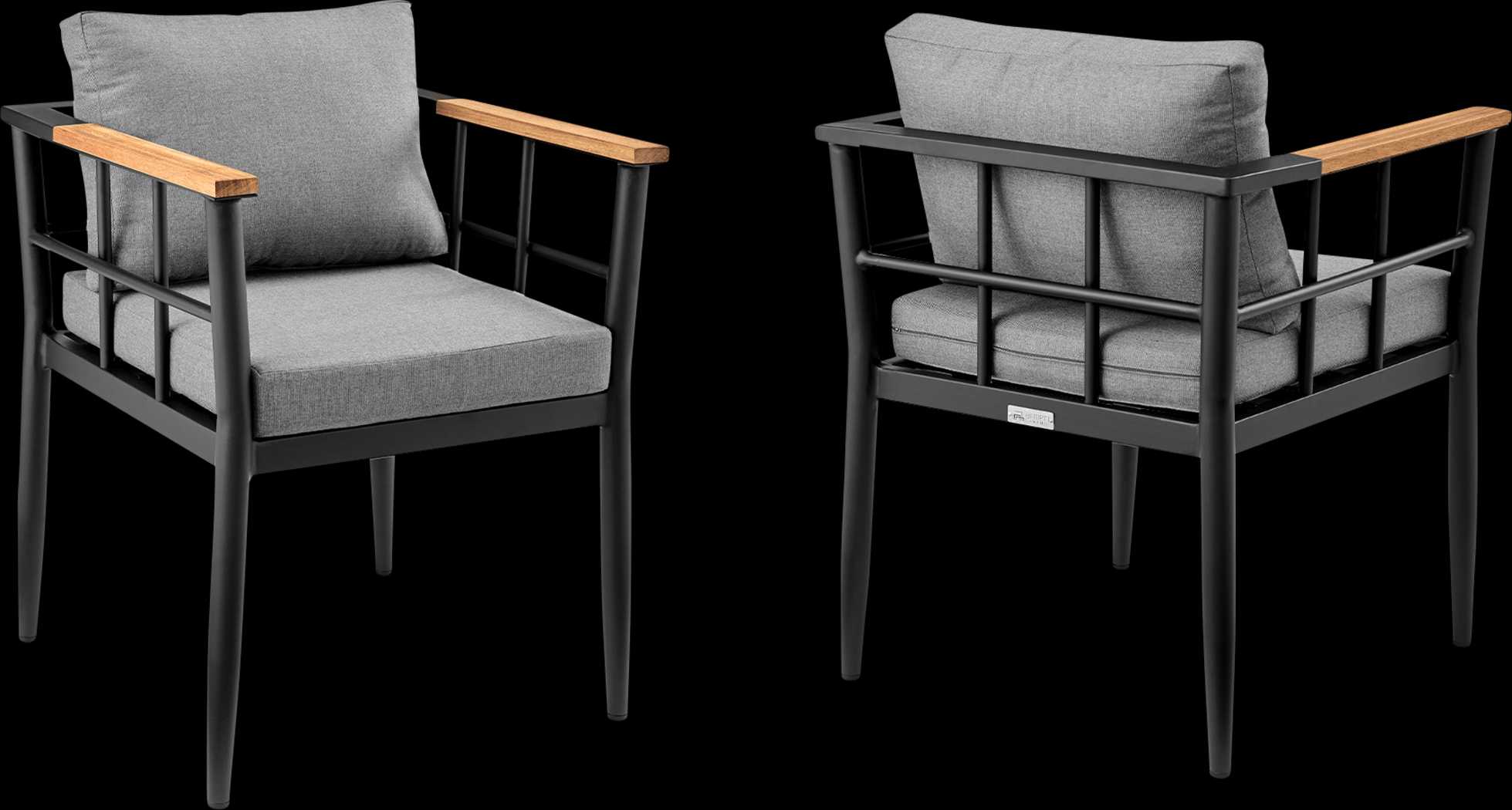 Outdoor Aurania Black Arm Chair, Set of 2 - Thumbnail - Image 1