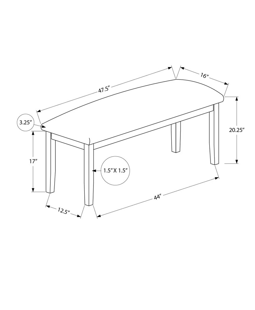 Aurastar Brown Dining Bench - Thumbnail - Image 5