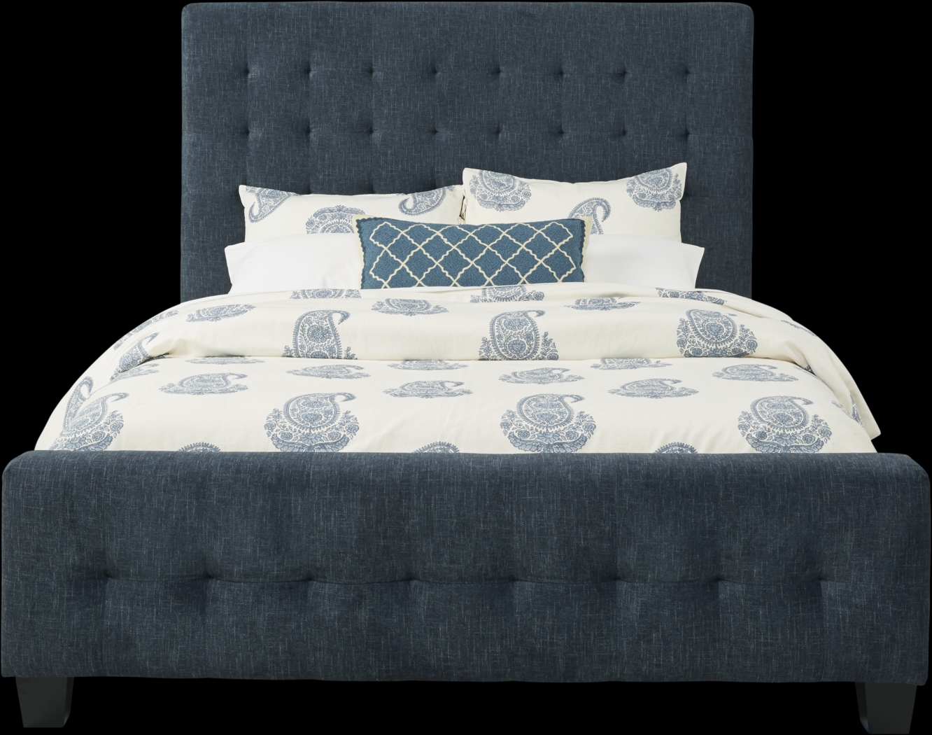 Alexi Silver 5 Pc King Bedroom with Blue Upholstered Bed - Thumbnail - Image 2
