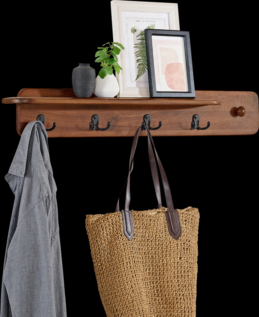 Aureli Brown Coat Hook with Shelf - Thumbnail - Image 4