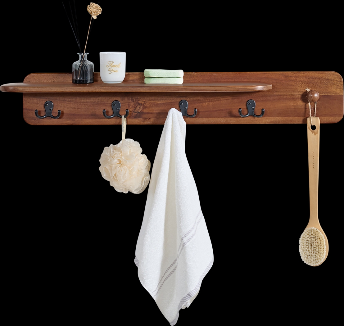 Aureli Brown Coat Hook with Shelf - Thumbnail - Image 5