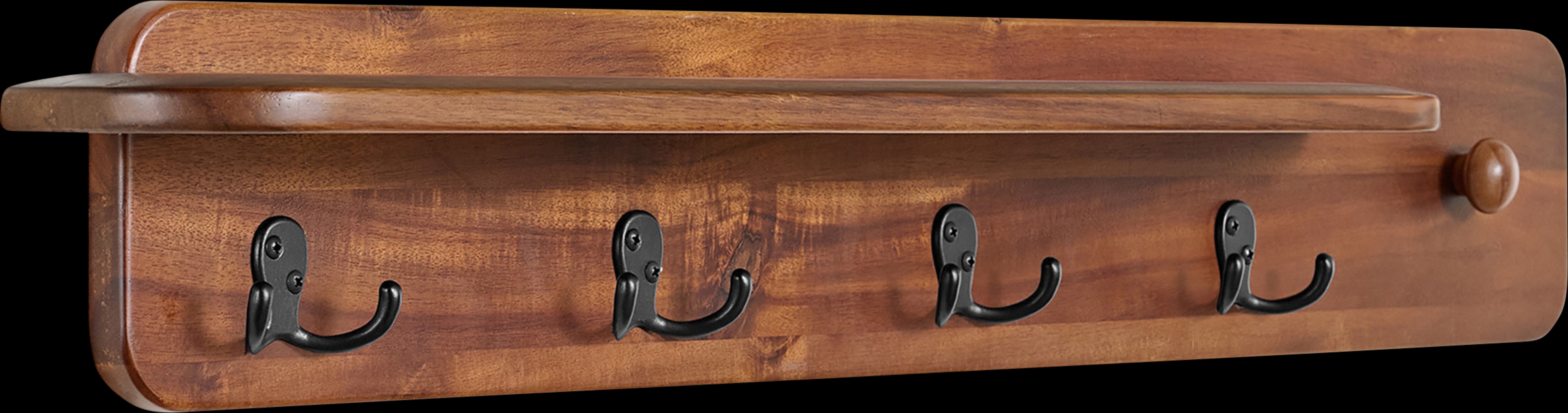 Aureli Brown Coat Hook with Shelf - Thumbnail - Image 1