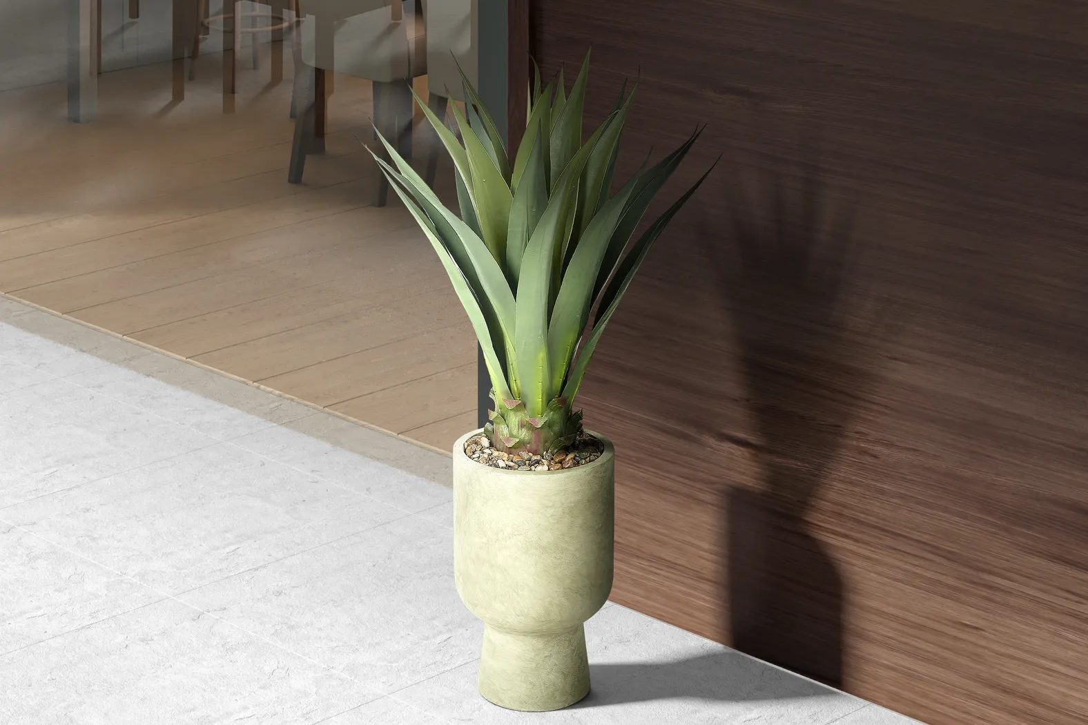 Aurelia II Green 40 in. UV Artificial Agave in Cream Planter - Thumbnail - Image 2