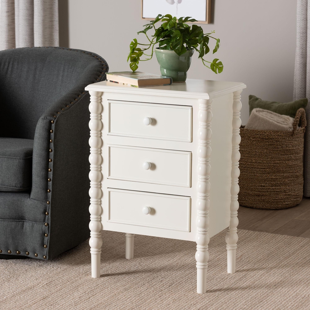 Aurich White 3-Drawer End Table - Thumbnail - Image 3