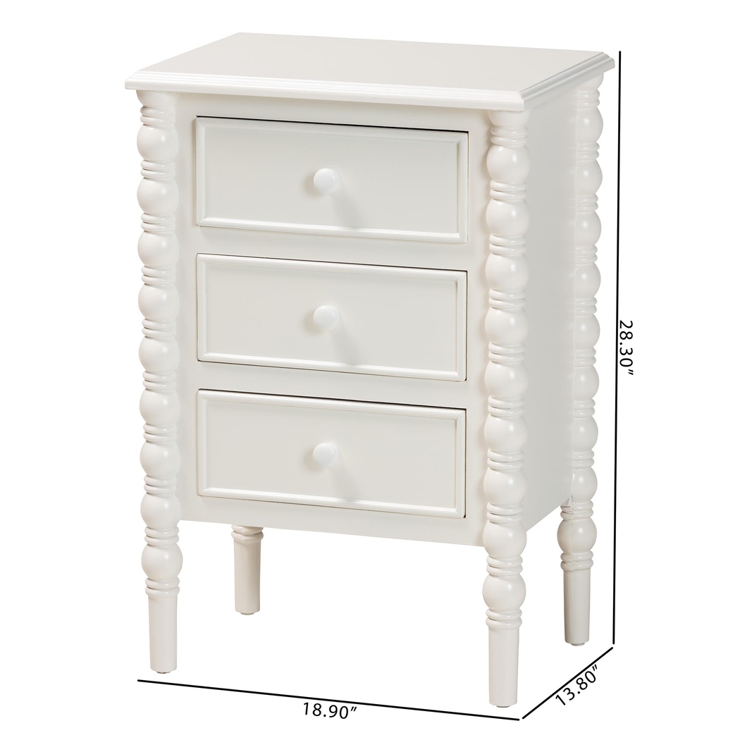 Aurich White 3-Drawer End Table - Thumbnail - Image 4