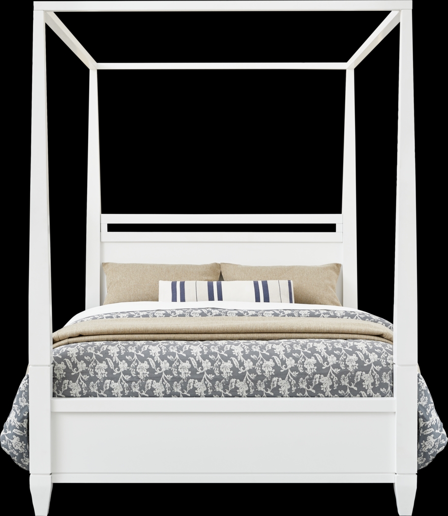 Aurora Heights White 7 Pc King Canopy Bedroom - Thumbnail - Image 2