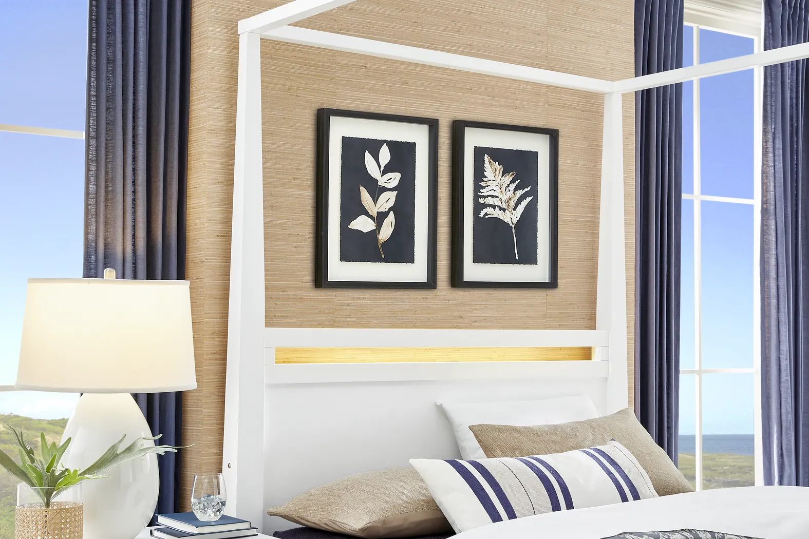 Aurora Heights White 5 Pc Queen Canopy Bedroom - Thumbnail - Image 3