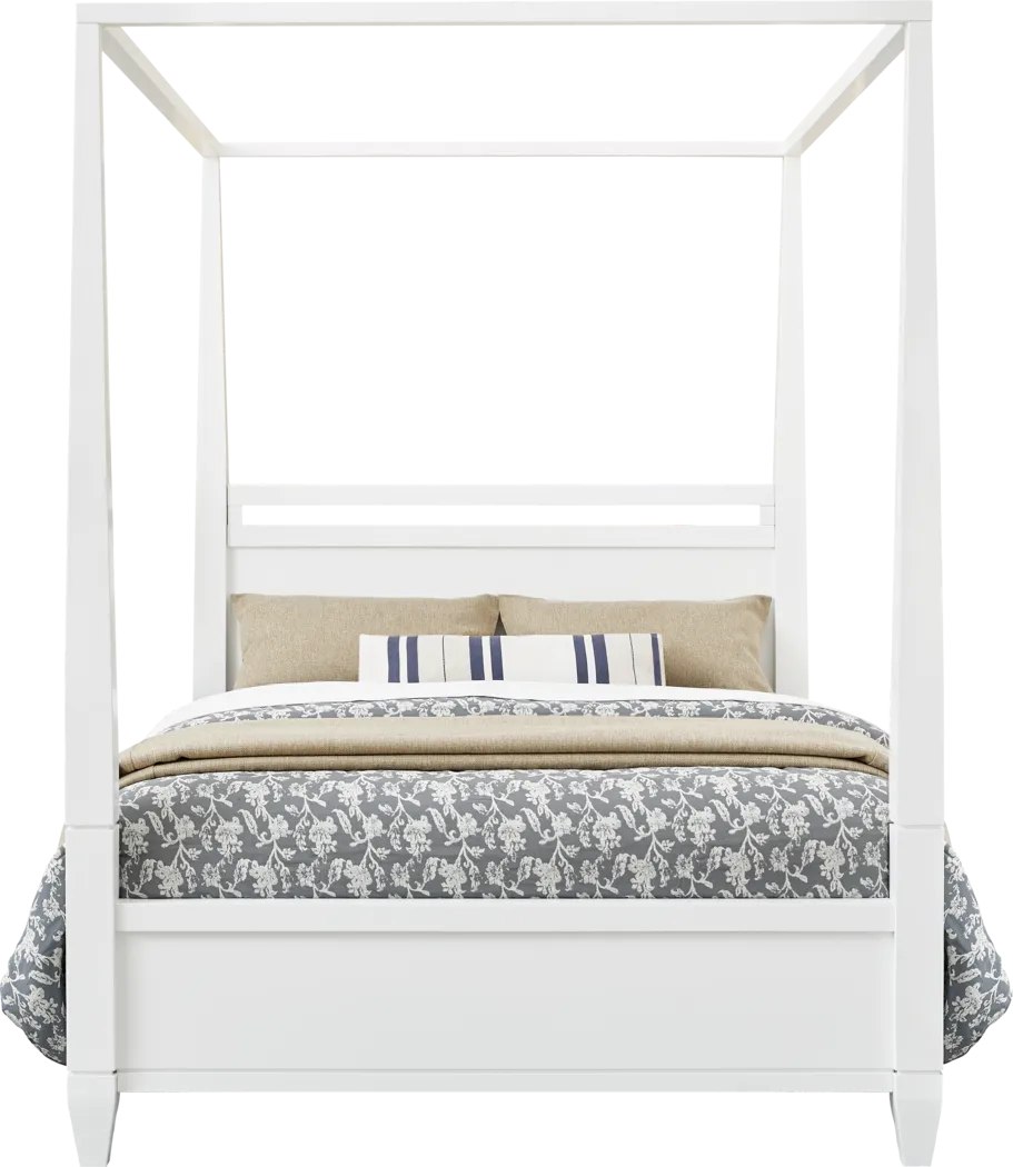 Aurora Heights White 5 Pc Queen Canopy Bedroom - Thumbnail - Image 2