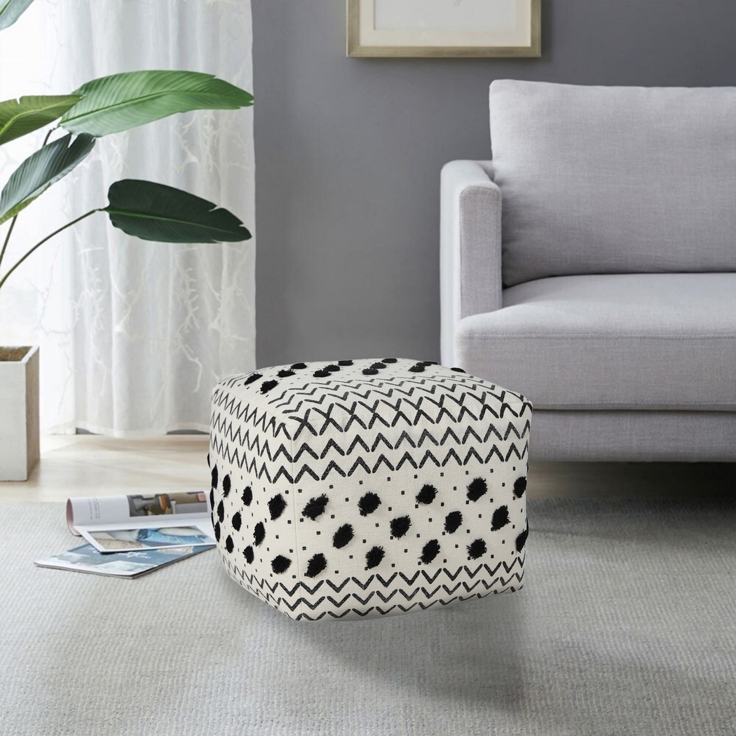 Ausian Black/White Pouf - Thumbnail - Image 2