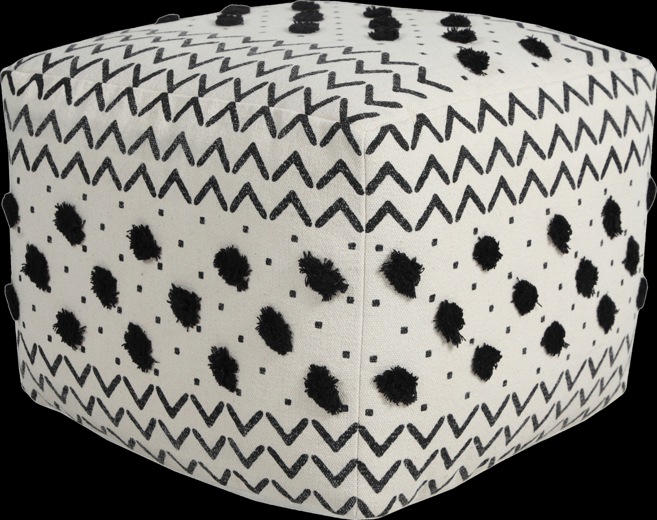 Ausian Black/White Pouf - Thumbnail - Image 6