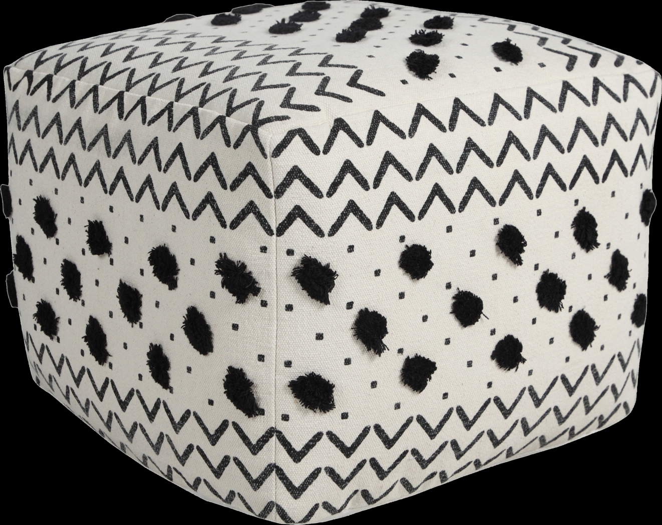 Ausian Black/White Pouf - Thumbnail - Image 1