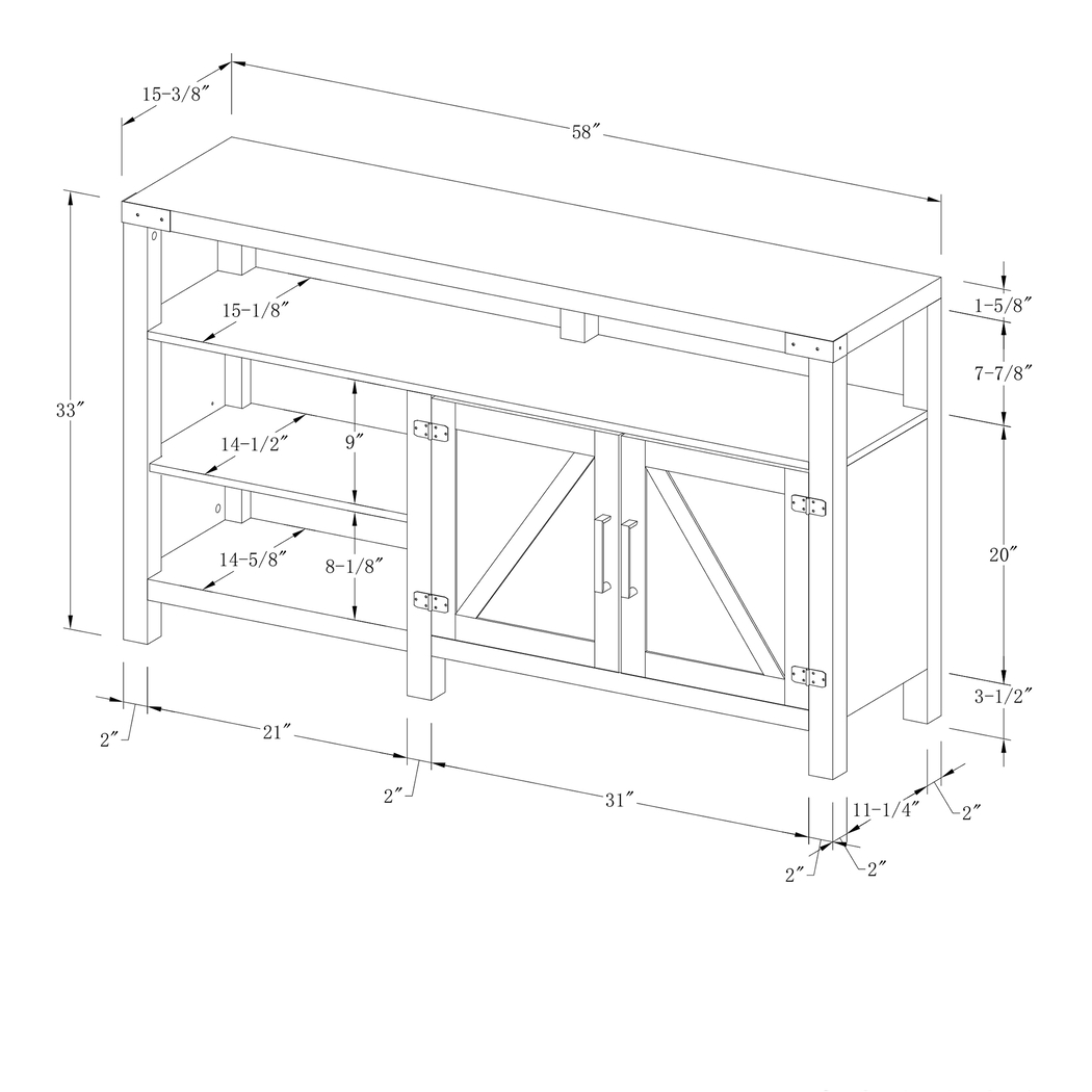Auverville Gray 58 in. Console - Thumbnail - Image 4