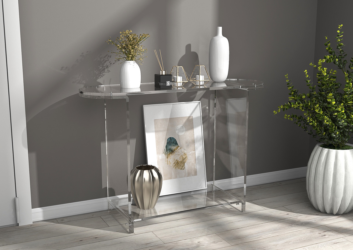 Auxili Clear Sofa Table - Thumbnail - Image 4