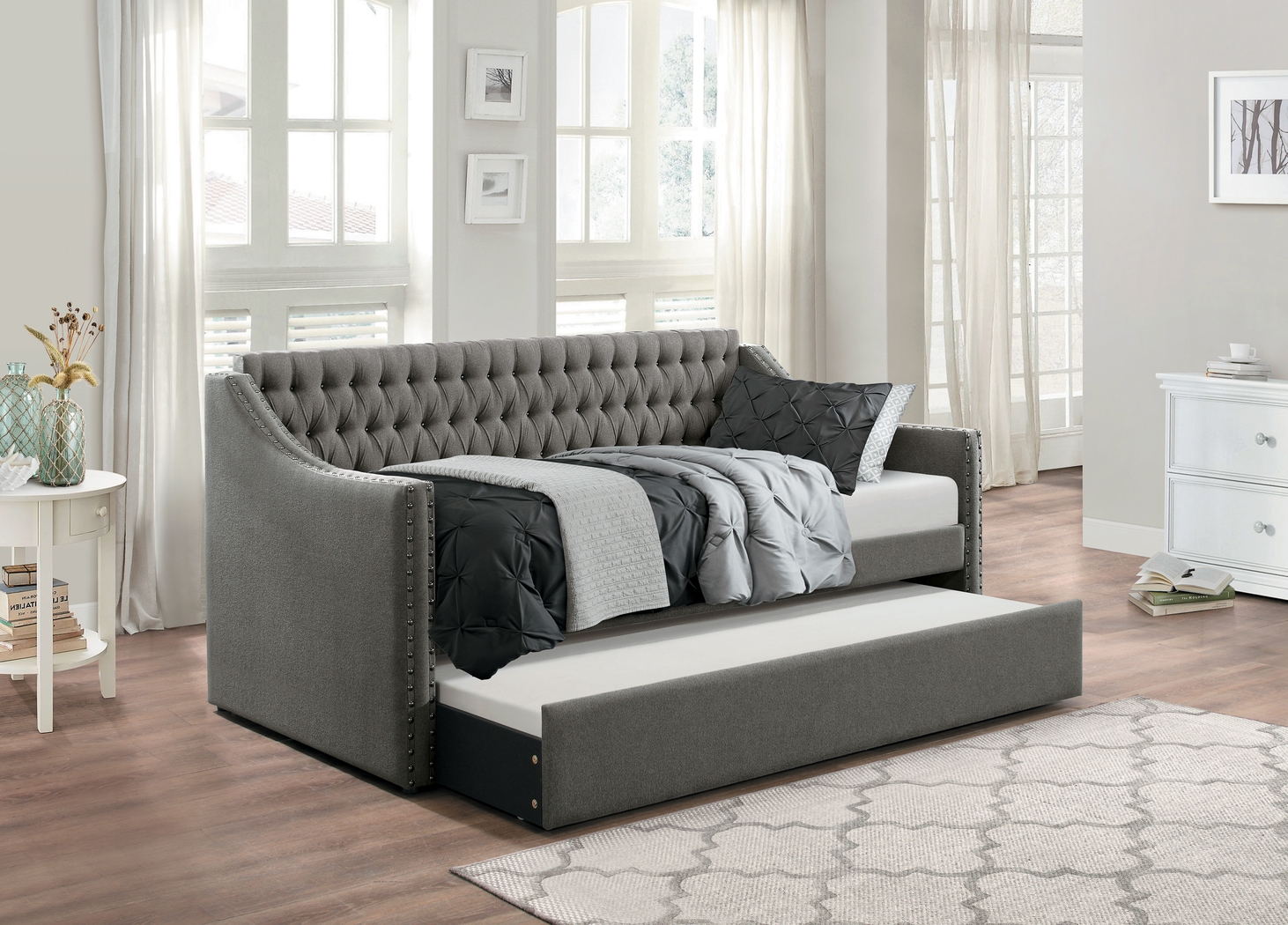 Ava Hill Dark Gray Daybed with Trundle - Thumbnail - Image 2