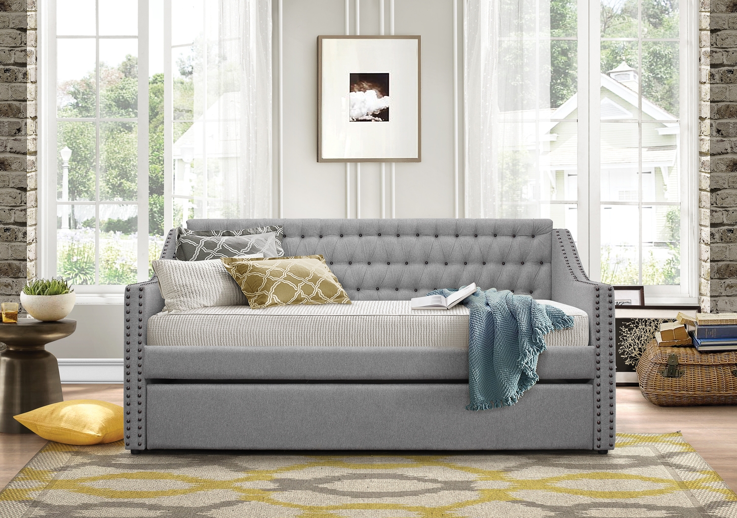 Ava Hill Light Gray Daybed with Trundle - Thumbnail - Image 2