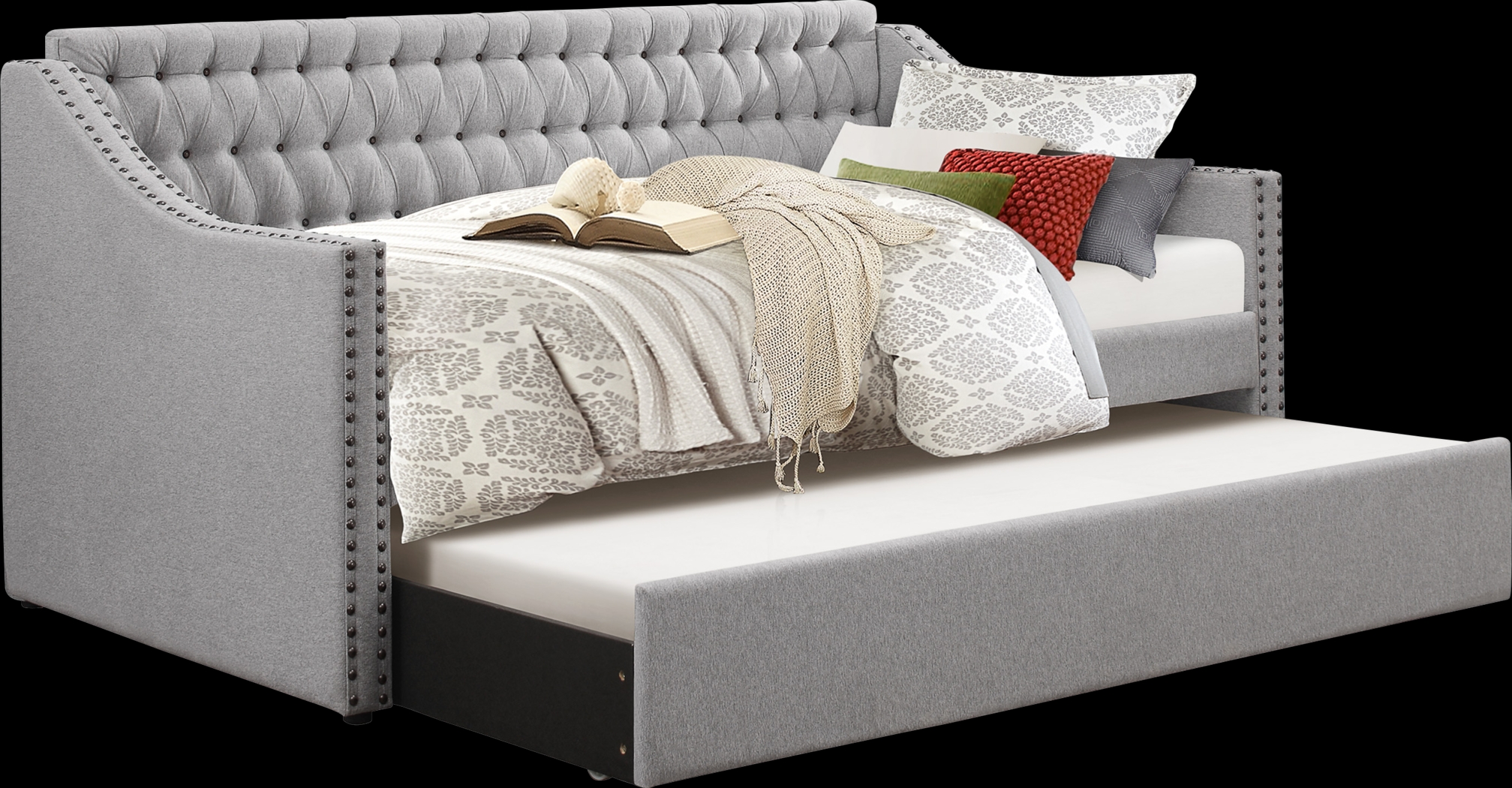 Ava Hill Light Gray Daybed with Trundle - Thumbnail - Image 1