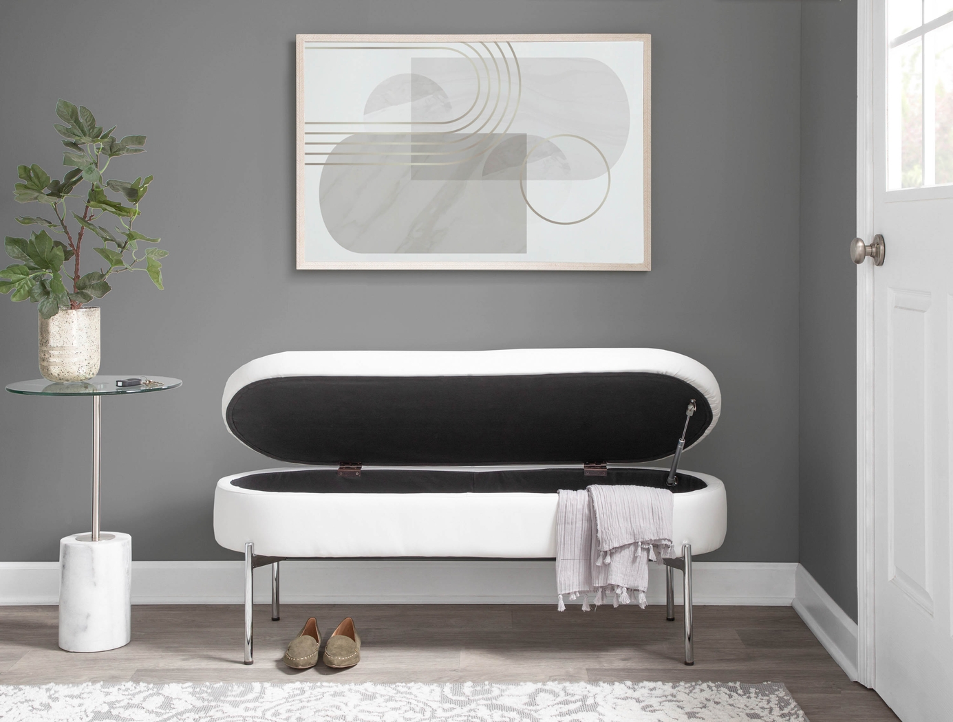 Avastele White Accent Bench - Thumbnail - Image 2