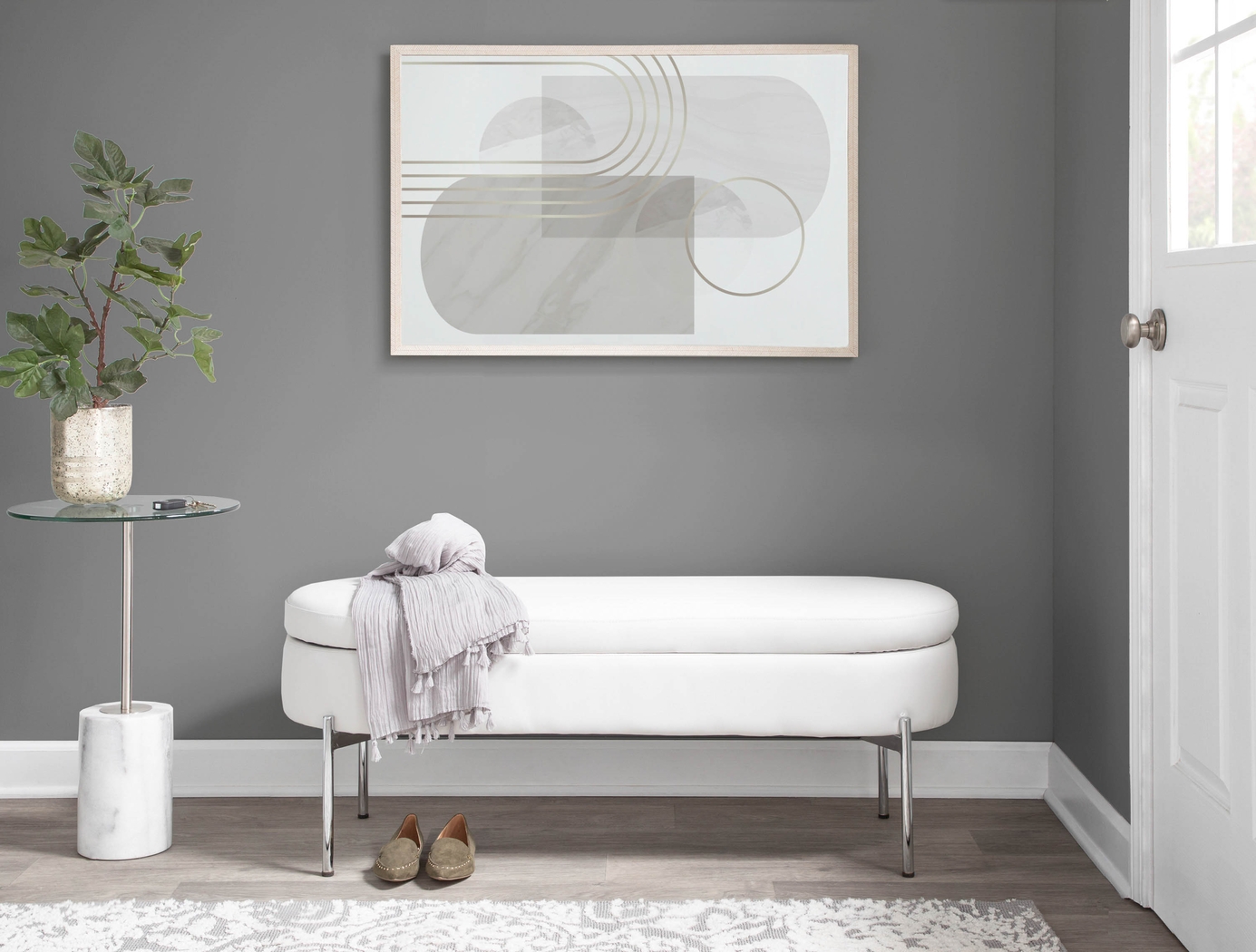 Avastele White Accent Bench - Thumbnail - Image 3