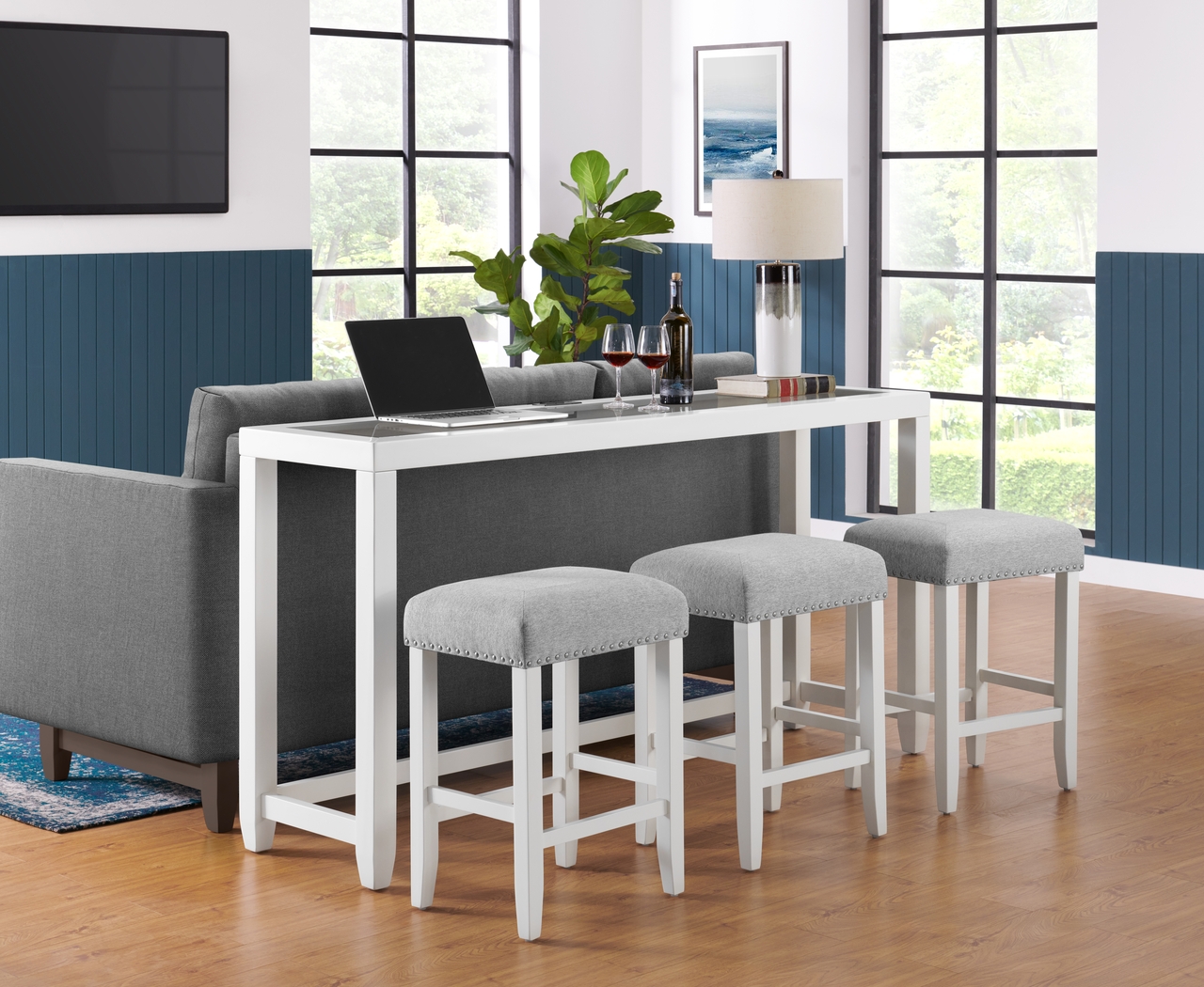 Avati White Counter Height Bar Set - Thumbnail - Image 2