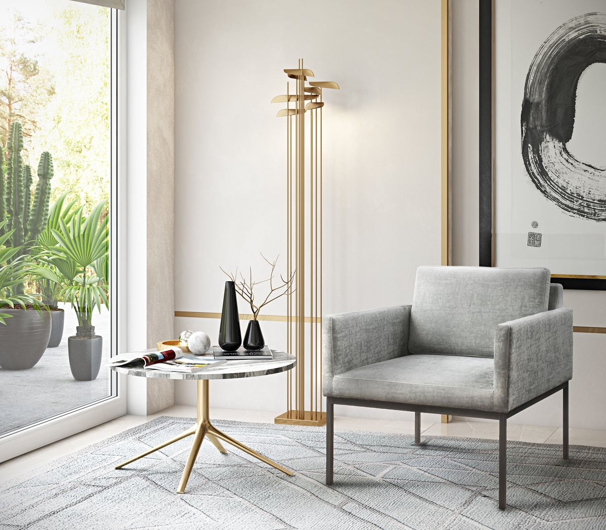 Avdel Gray Accent Chair - Thumbnail - Image 2