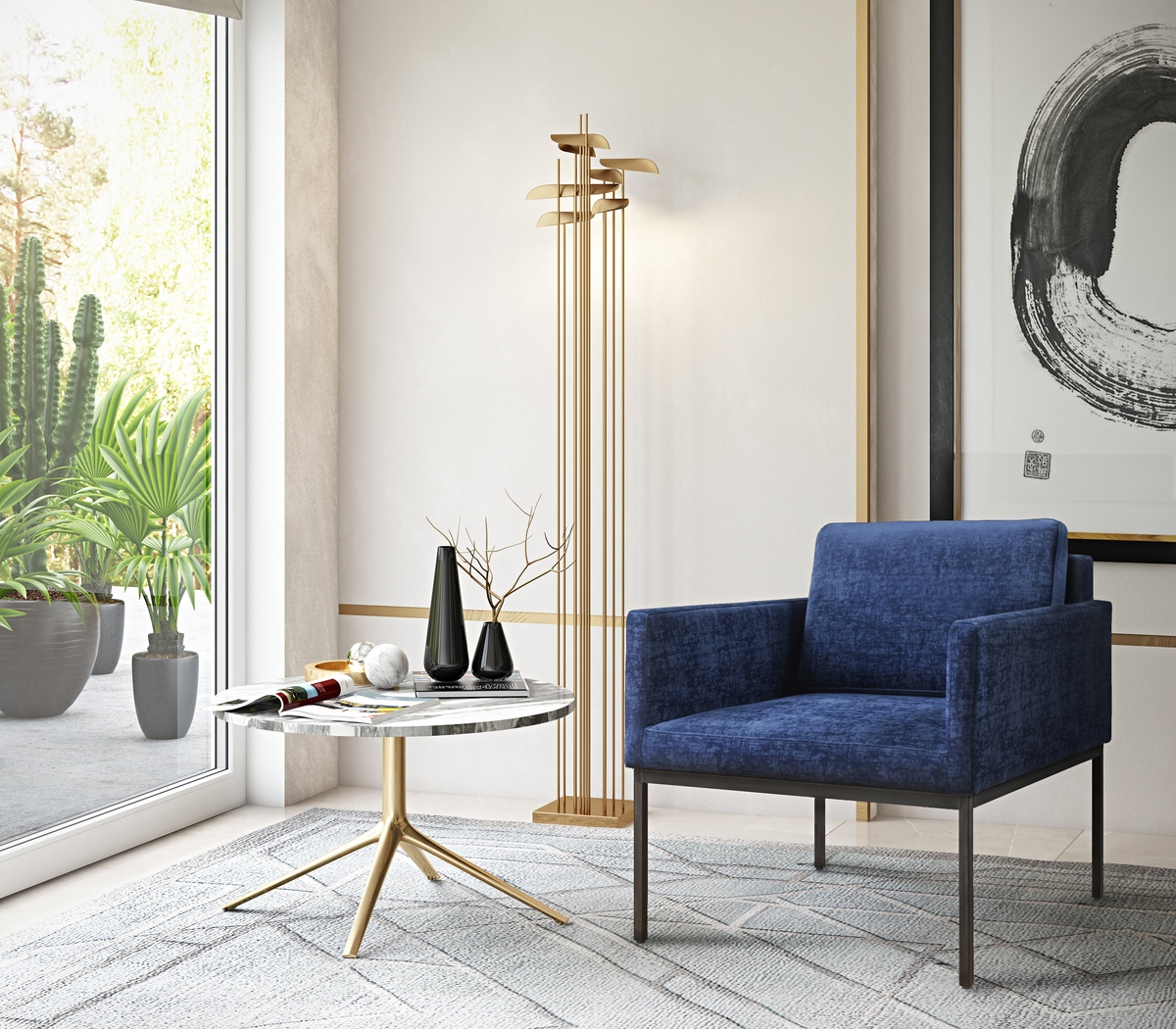 Avdel Navy Accent Chair - Thumbnail - Image 2