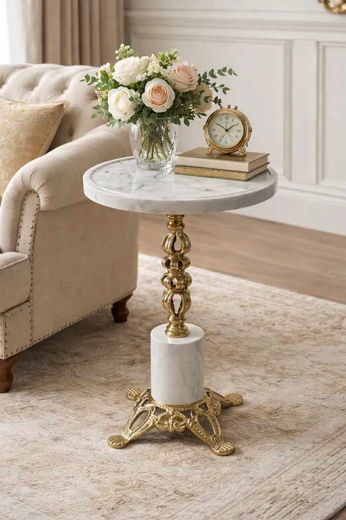 Aveko Gold/White Accent Table - Thumbnail - Image 2