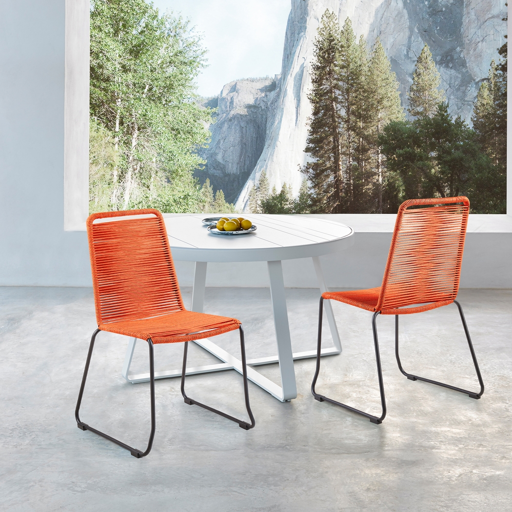 Avele Ann Orange Outdoor Side Chair, Set of 2 - Thumbnail - Image 7