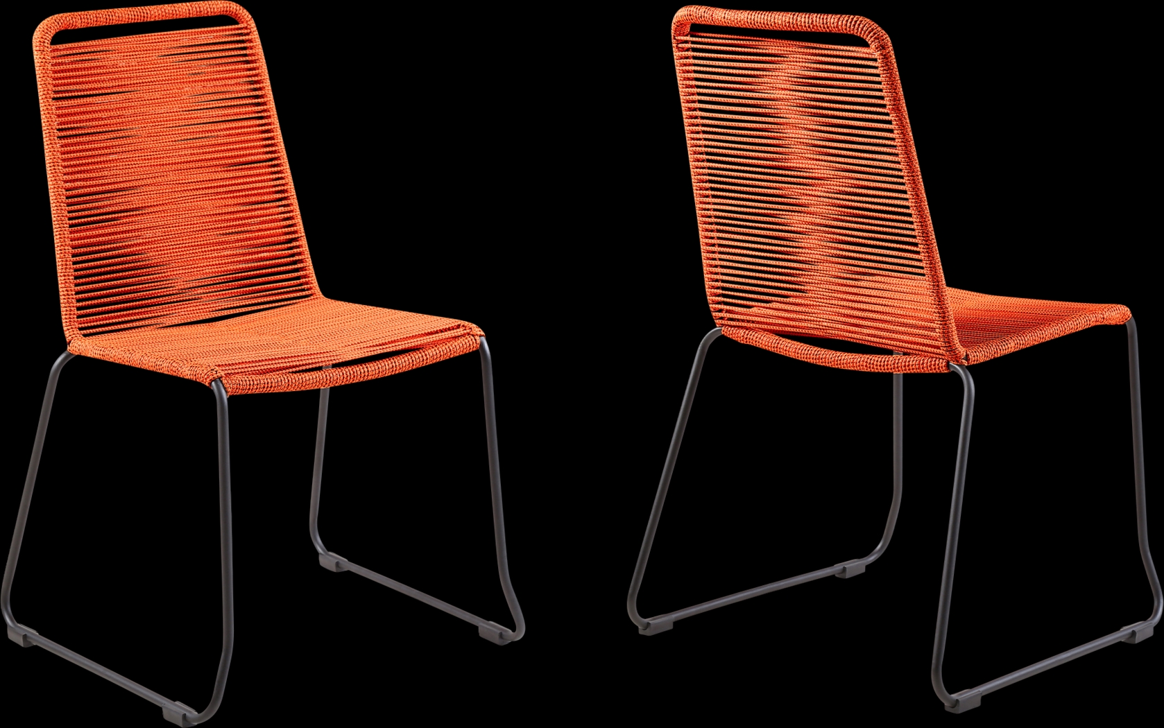 Avele Ann Orange Outdoor Side Chair, Set of 2 - Thumbnail - Image 1